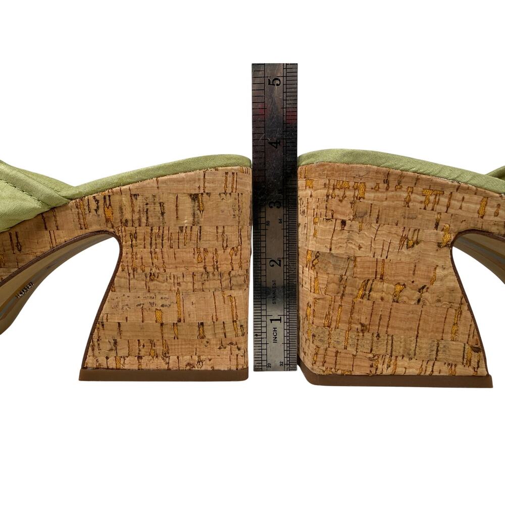 Sam Edelman Dova Platform Sandal Womens 7.5 Lime Green Cork Block Heel Slip On - Picture 13 of 16